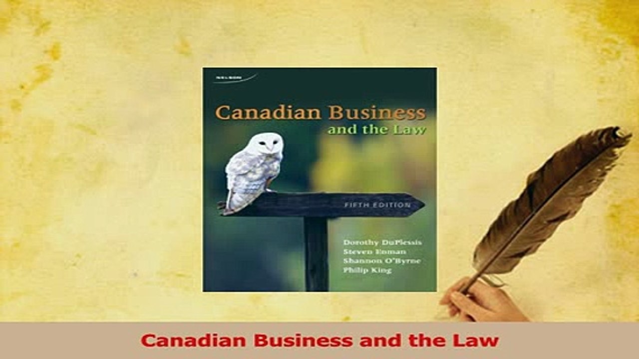 Read  Canadian Business and the Law Ebook Free