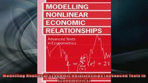 FREE DOWNLOAD  Modelling Nonlinear Economic Relationships Advanced Texts in Econometrics READ ONLINE