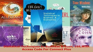 Statistical Techniques In Business  Econ 16EWith Access Code For Connect Plus
