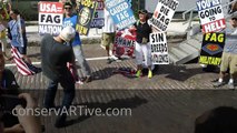 Left-Wing Protesters Get Nasty in Front of Westboro Protesters at RNC Tampa Convention