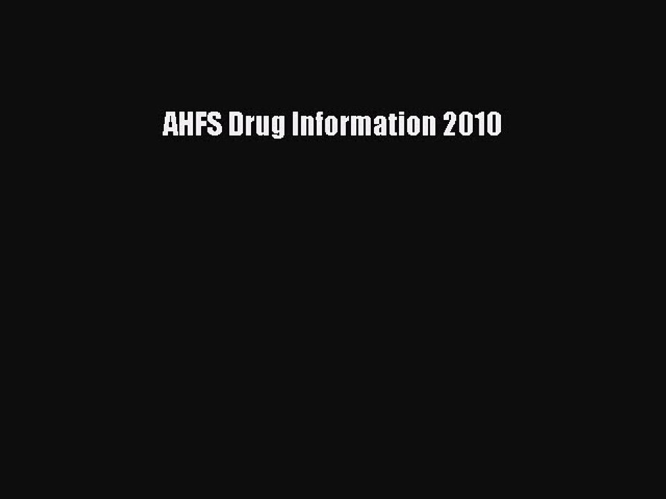 Download AHFS Drug Information 2010 PDF Free