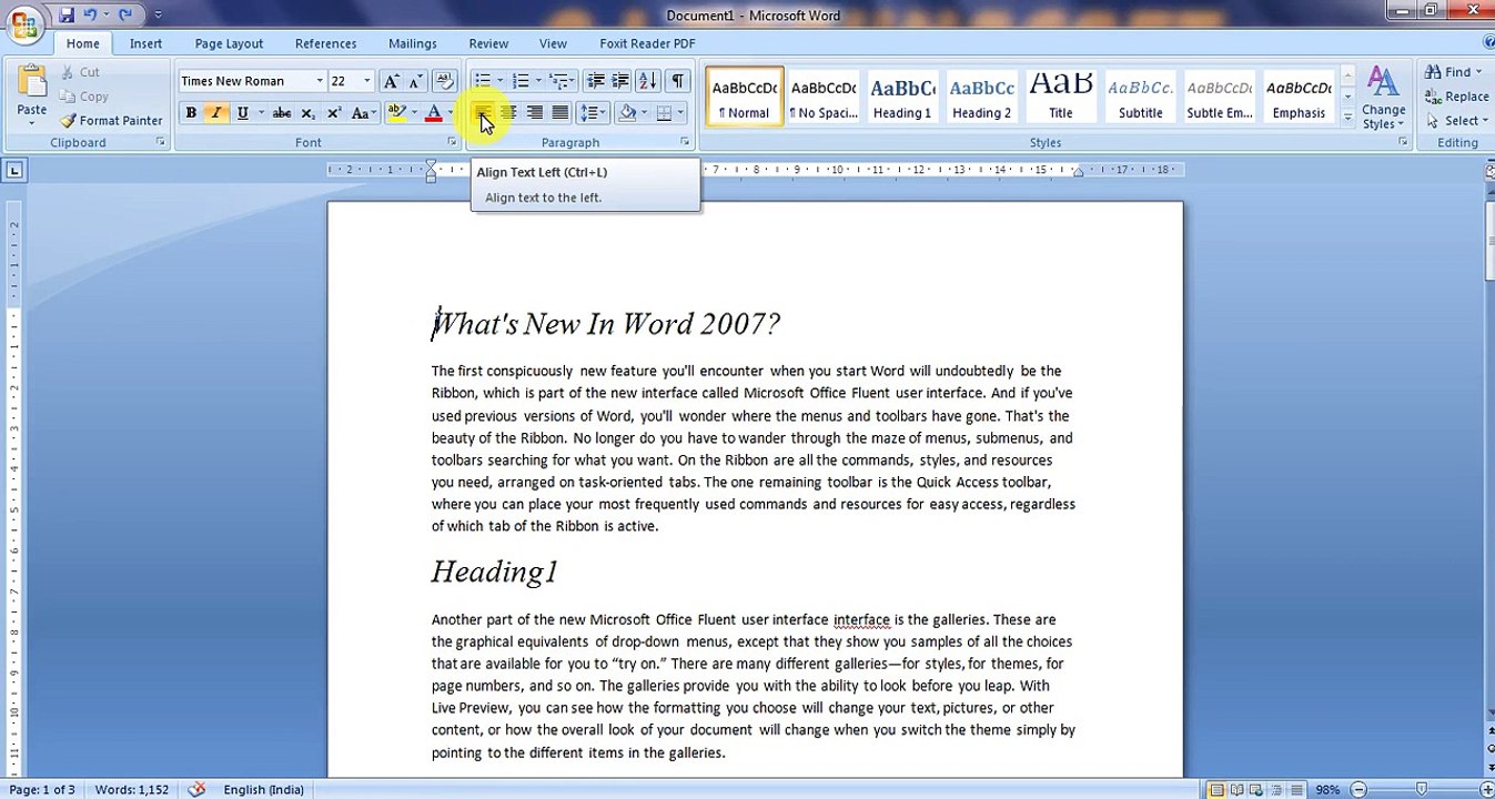 Ms Word 2007 in Tamil 05 Paragraph Indendation, Line Spacing