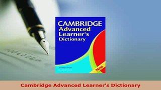 PDF  Cambridge Advanced Learners Dictionary Download Online