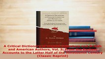 PDF  A Critical Dictionary of English Literature and British and American Authors Vol 3 From Read Full Ebook