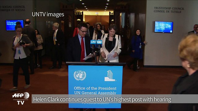 New Zealand's Helen Clark attends UN candidacy hearing