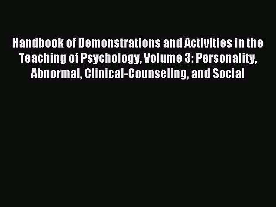 Read Handbook of Demonstrations and Activities in the Teaching of Psychology Volume 3: Personality