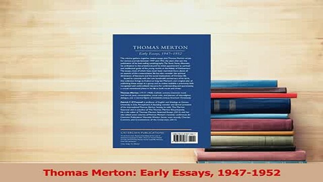 Read Thomas Merton Early Essays 19471952 Ebook Free