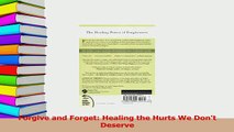 Download  Forgive and Forget Healing the Hurts We Dont Deserve PDF Free