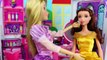 Frozen Anna Elsa and Barbie visit Rapunzels Hair Beauty Salon with Kristoff and Belle DisneyToysFan