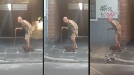 Old Timer And Old Weiner Dog Out For A Stroll