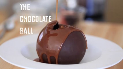 Hot chocolate ball with ice cream Amazing trick to make it