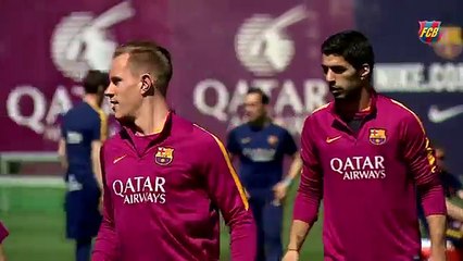 FC Barcelona training session: First training session with Valencia in mind