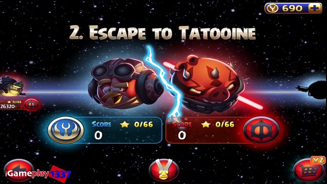 ANGRY BIRDS STAR WARS II - Escape to Tatooine - BIRDS SIDE [GOOD SIDE] Walkthrough #1