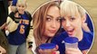Miley Cyrus with Sister 2016 at Knicks Game