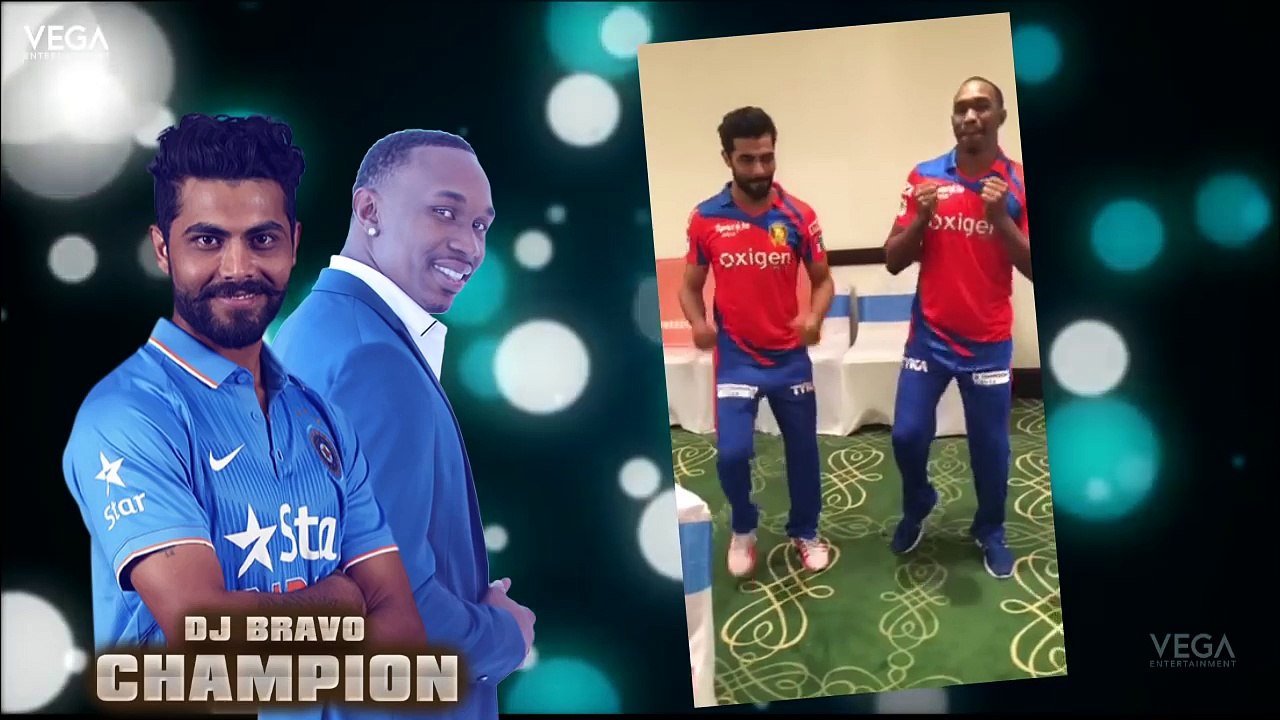 RavindraJadejaWith Dwayne bravo dance on DJ BRAVO champion song