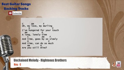 Unchained Melody - Righteous Brothers Vocal Backing Track with chords and lyrics