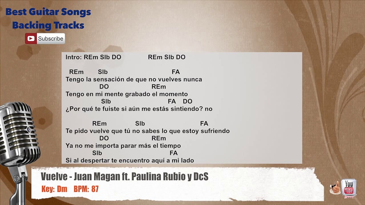 Vuelve - Juan Magan ft. Paulina Rubio, DCS Vocal Backing Track with chords and lyrics