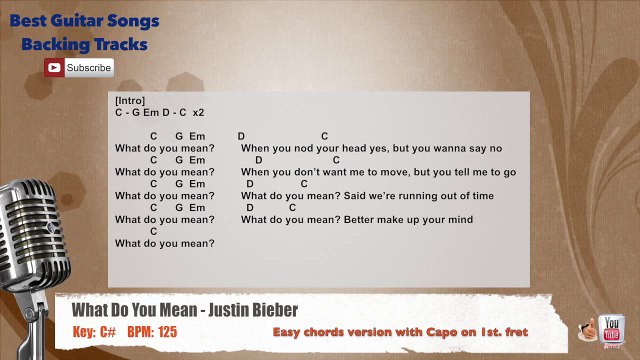 What Do You Mean - Justin Bieber Vocal Backing Track with chords and lyrics