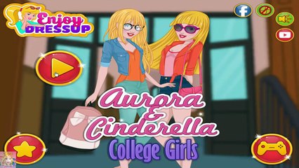 Aurora and Cinderella College Girls - Disney Princess Make Up and Dress Up Game