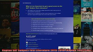 READ book  Kaplan SAT Subject Test Literature 20152016 Kaplan Test Prep  FREE BOOOK ONLINE