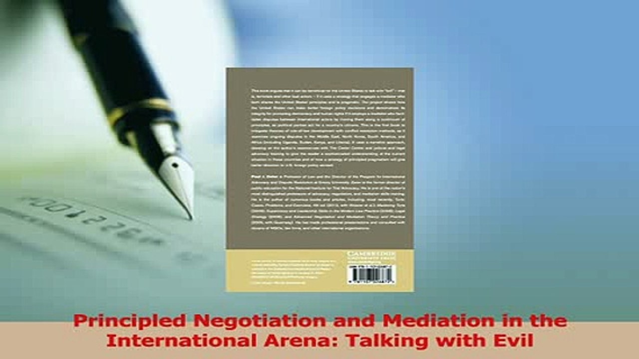 Read  Principled Negotiation and Mediation in the International Arena Talking with Evil Ebook Online