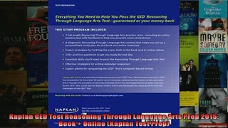FREE PDF  Kaplan GED Test Reasoning Through Language Arts Prep 2015 Book  Online Kaplan Test READ ONLINE