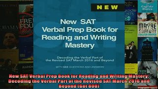 READ book  New SAT Verbal Prep Book for Reading and Writing Mastery Decoding the Verbal Part of the  FREE BOOOK ONLINE