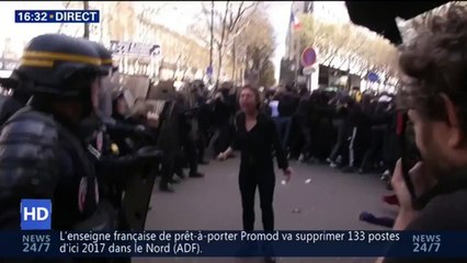 Paris : Le violent coup de pied d'un CRS donné à une étudiante