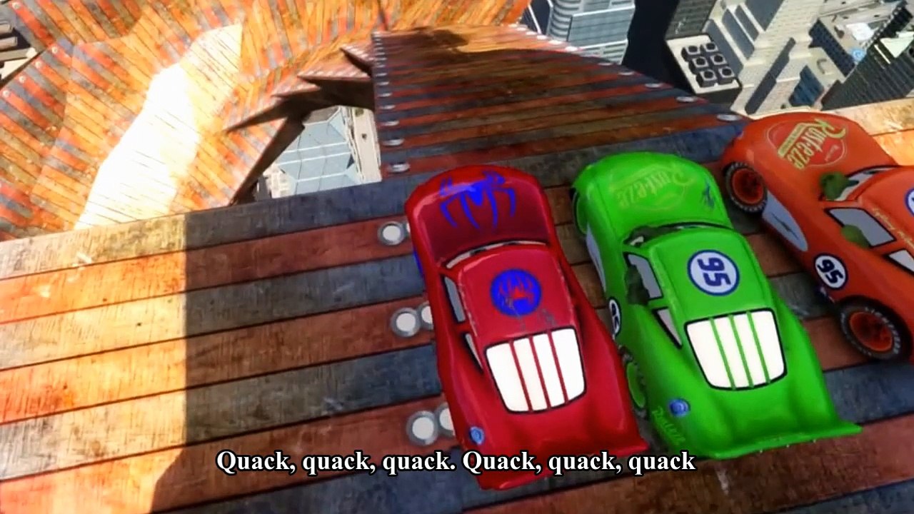 Cars Songs For Kids ♪ Six Little Ducks ♪ HULK, Spider-man Epic Race Custom Cars