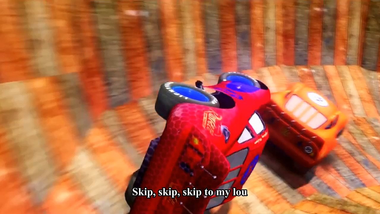 Cars Songs For Kids ♪ Skip to My Lou ♪ HULK, Spider-man Epic Race Custom Cars