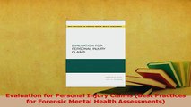 Read  Evaluation for Personal Injury Claims Best Practices for Forensic Mental Health Ebook Free