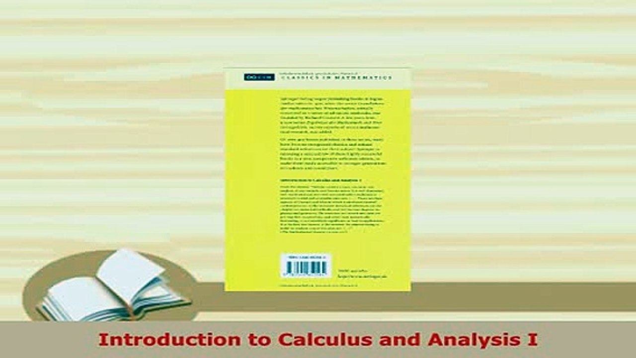 PDF  Introduction to Calculus and Analysis I Download Online