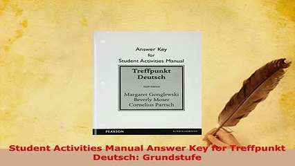 PDF  Student Activities Manual Answer Key for Treffpunkt Deutsch Grundstufe Download Online