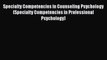 Read Specialty Competencies in Counseling Psychology (Specialty Competencies in Professional
