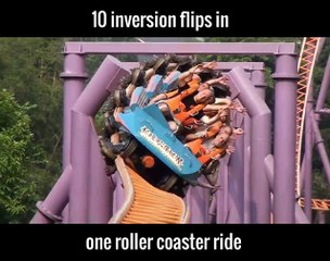 10 inversion Flips In One Roller Coaster Rider