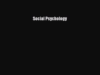 Download Social Psychology PDF Free