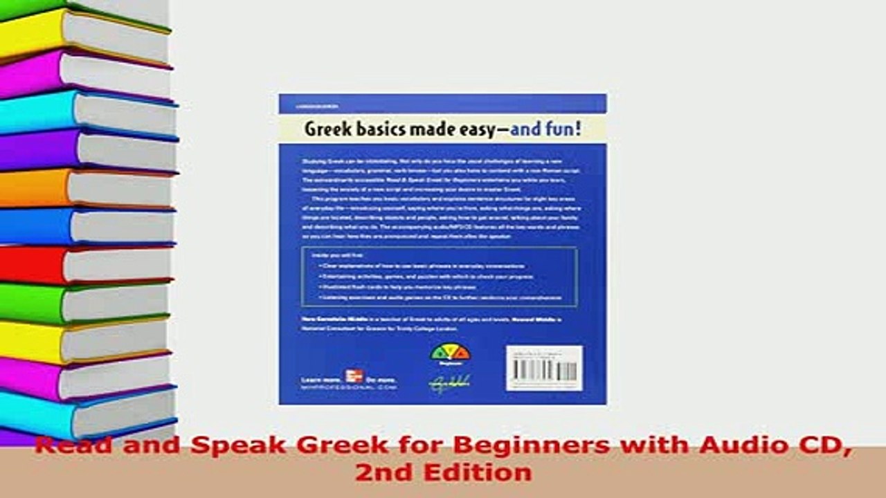 PDF  Read and Speak Greek for Beginners with Audio CD 2nd Edition Read Full Ebook