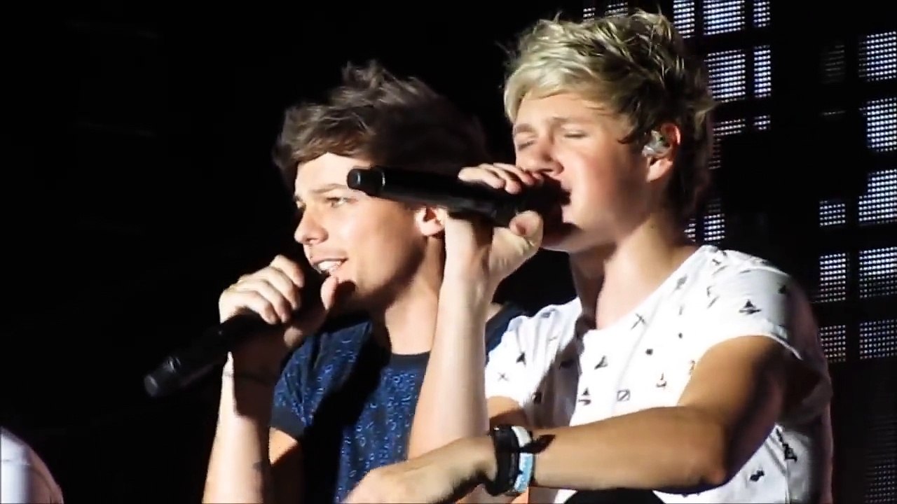 One direction- Last first kiss. Niall and Louis changing the lyrics
