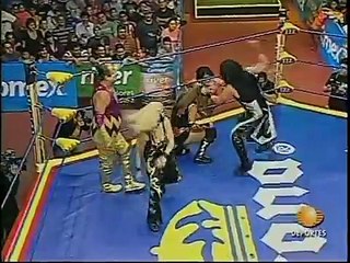 AAA-SinLimite 2009-05-21 Aguascalientes 02 Billy Boy, Polvo de Estrellas & Sexy Star vs. El Gato Eveready, Fabi Apache & Pimpinela Escarlata