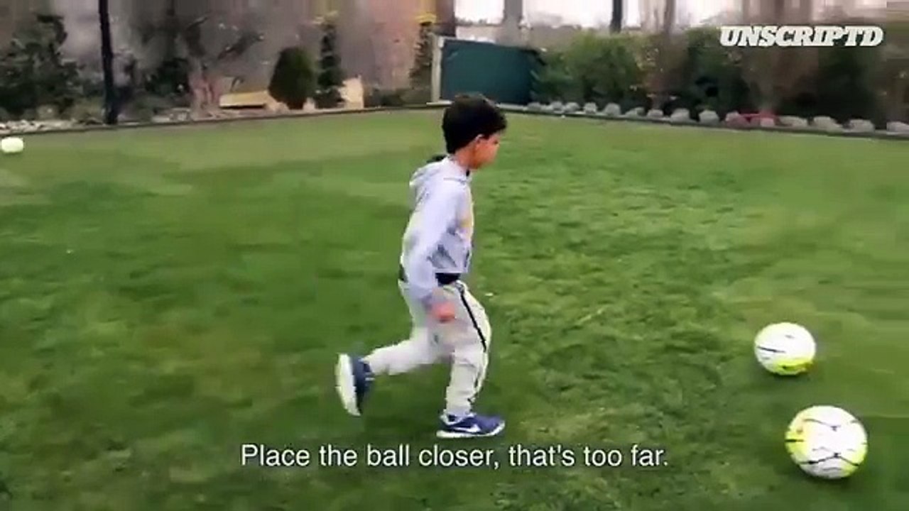 Cristiano Ronaldo playing keeper vs Cristiano Jr. #Funny