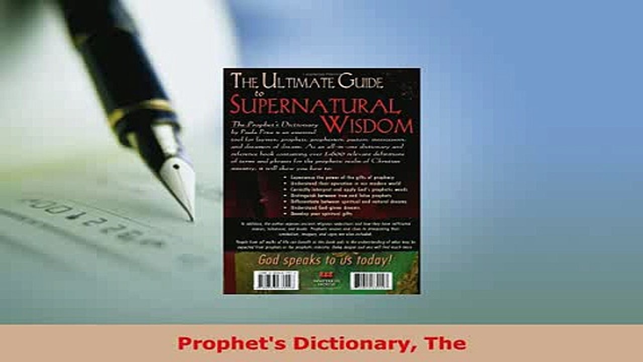 PDF  Prophets Dictionary The Download Full Ebook