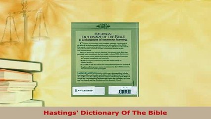 PDF  Hastings Dictionary Of The Bible Download Full Ebook