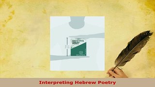 PDF  Interpreting Hebrew Poetry Download Online