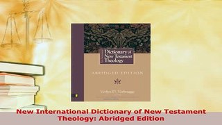 PDF  New International Dictionary of New Testament Theology Abridged Edition Read Full Ebook