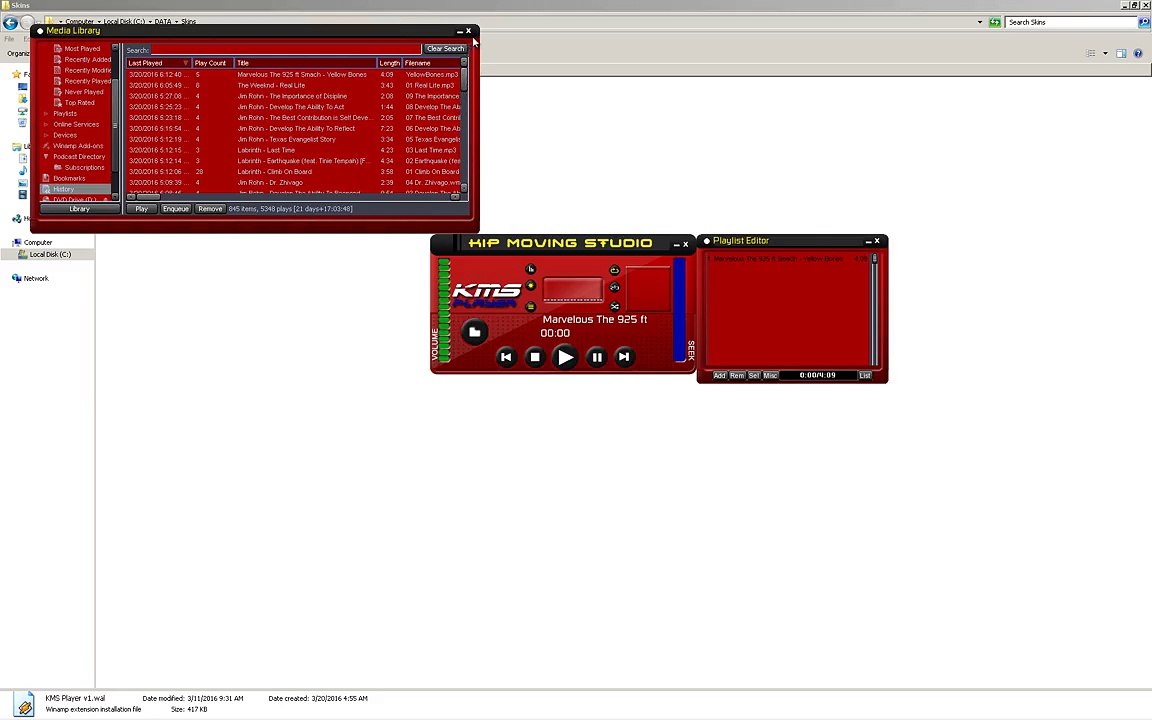 KMS Windows Media Player and  Winamp Media Player Skin Presentation By Legion