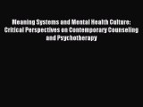 Download Meaning Systems and Mental Health Culture: Critical Perspectives on Contemporary Counseling