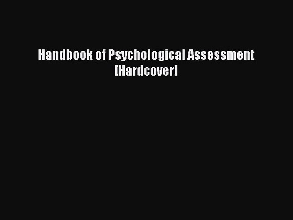 Read Handbook of Psychological Assessment [Hardcover] Ebook Free