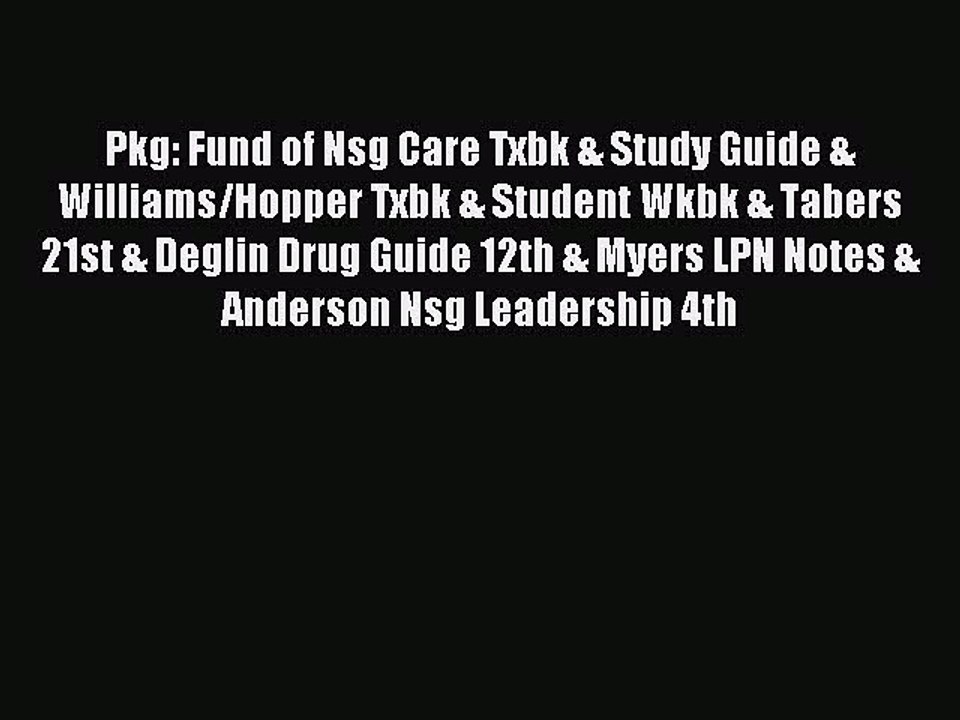 Read Pkg: Fund of Nsg Care Txbk & Study Guide & Williams/Hopper Txbk & Student Wkbk & Tabers
