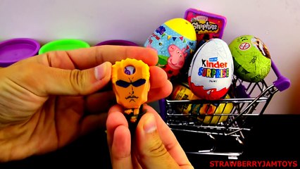 Spider Man and Spongebob - Trolley of Shopkins Play Doh Kinder Surprise Peppa - Surprise Egg