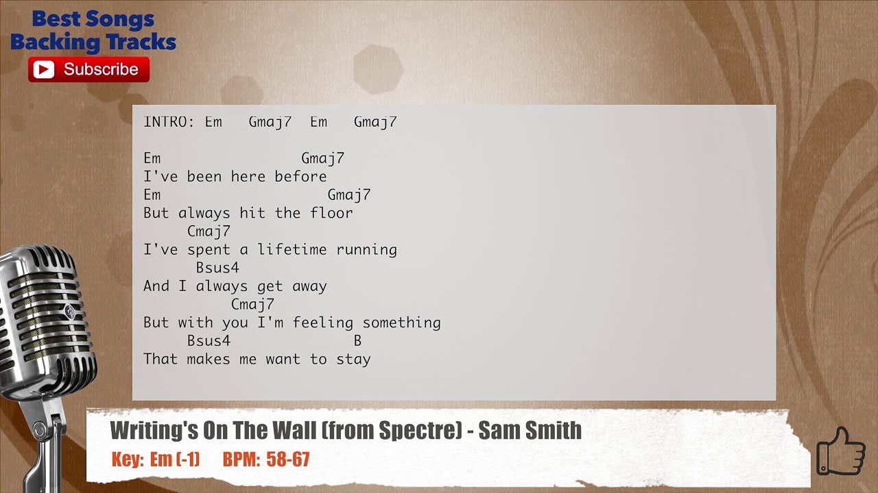Writing's On The Wall (from Spectre) - Sam Smith Vocal Backing Track with chords and lyrics
